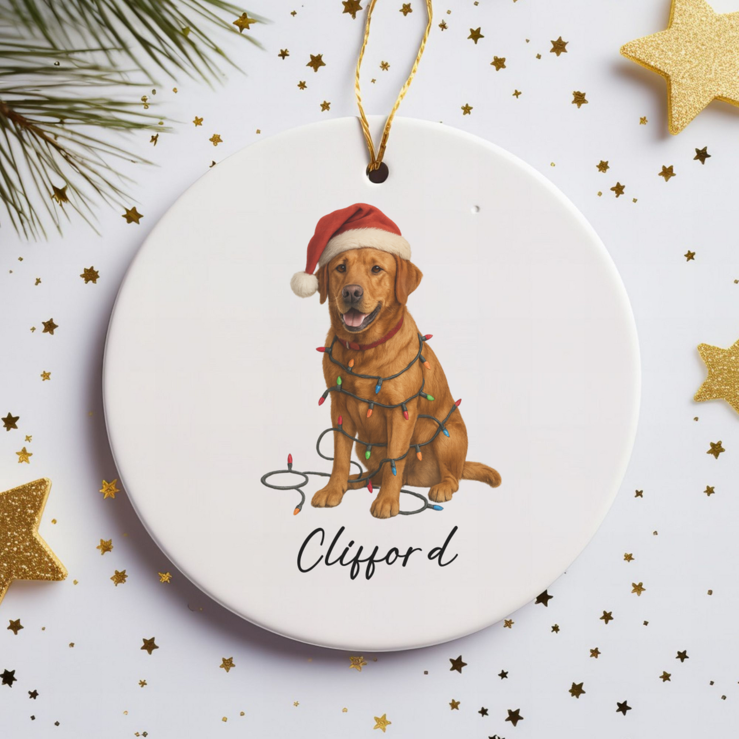 Personalized Fox Red Labrador Retriever Ornament