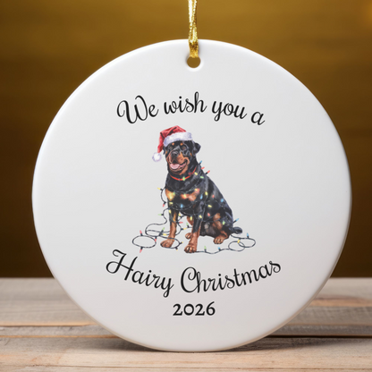 Christmas Rottweiler Ornament, Christmas Lights Dog Keepsake