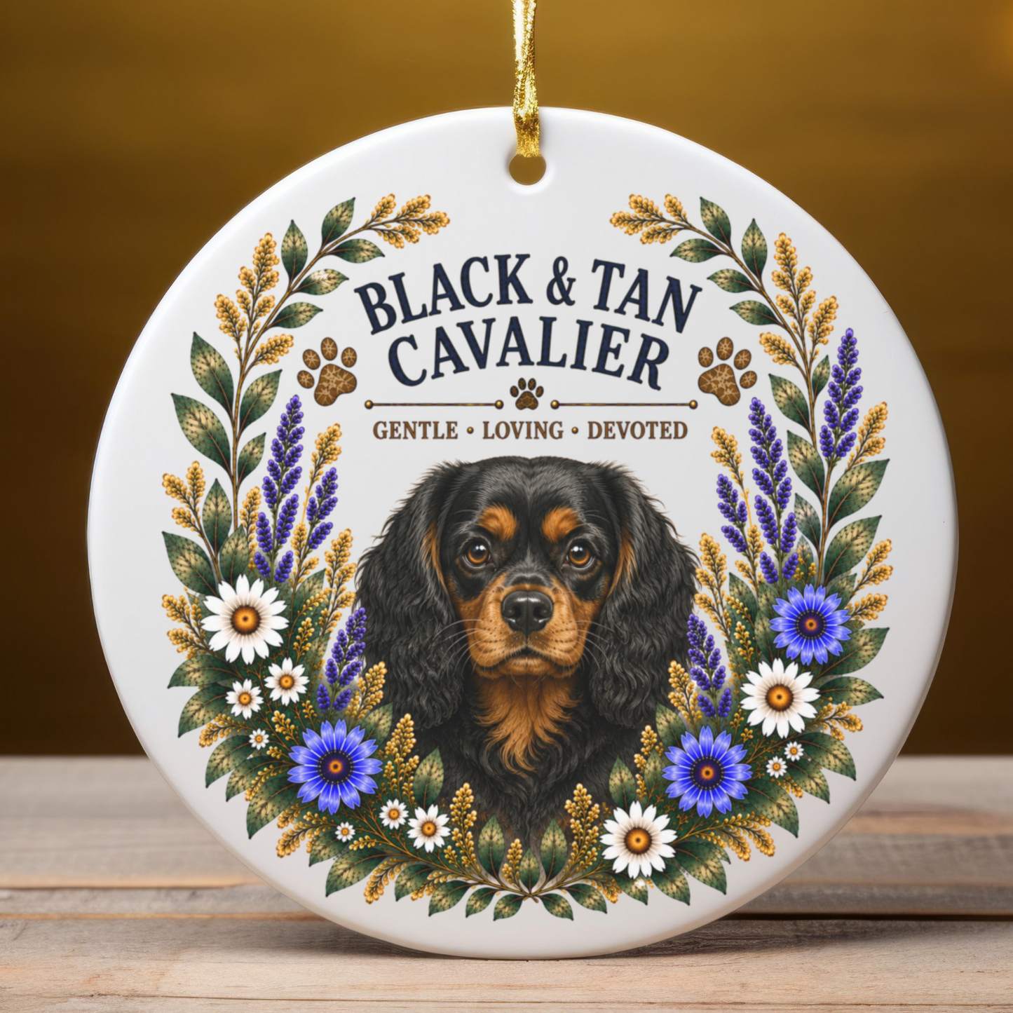 Black and Tan Cavalier Ornament, Cavalier King Charles Spaniel Gift, Dog Lover Keepsake