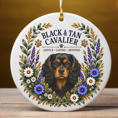 Black and Tan Cavalier Ornament, Cavalier King Charles Spaniel Gift, Dog Lover Keepsake