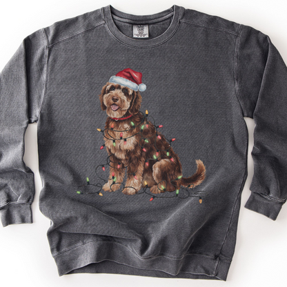 Portuguese Water Dog Christmas Sweatshirt, Holiday Lights Dog Sweater, PWD Mom Apparel