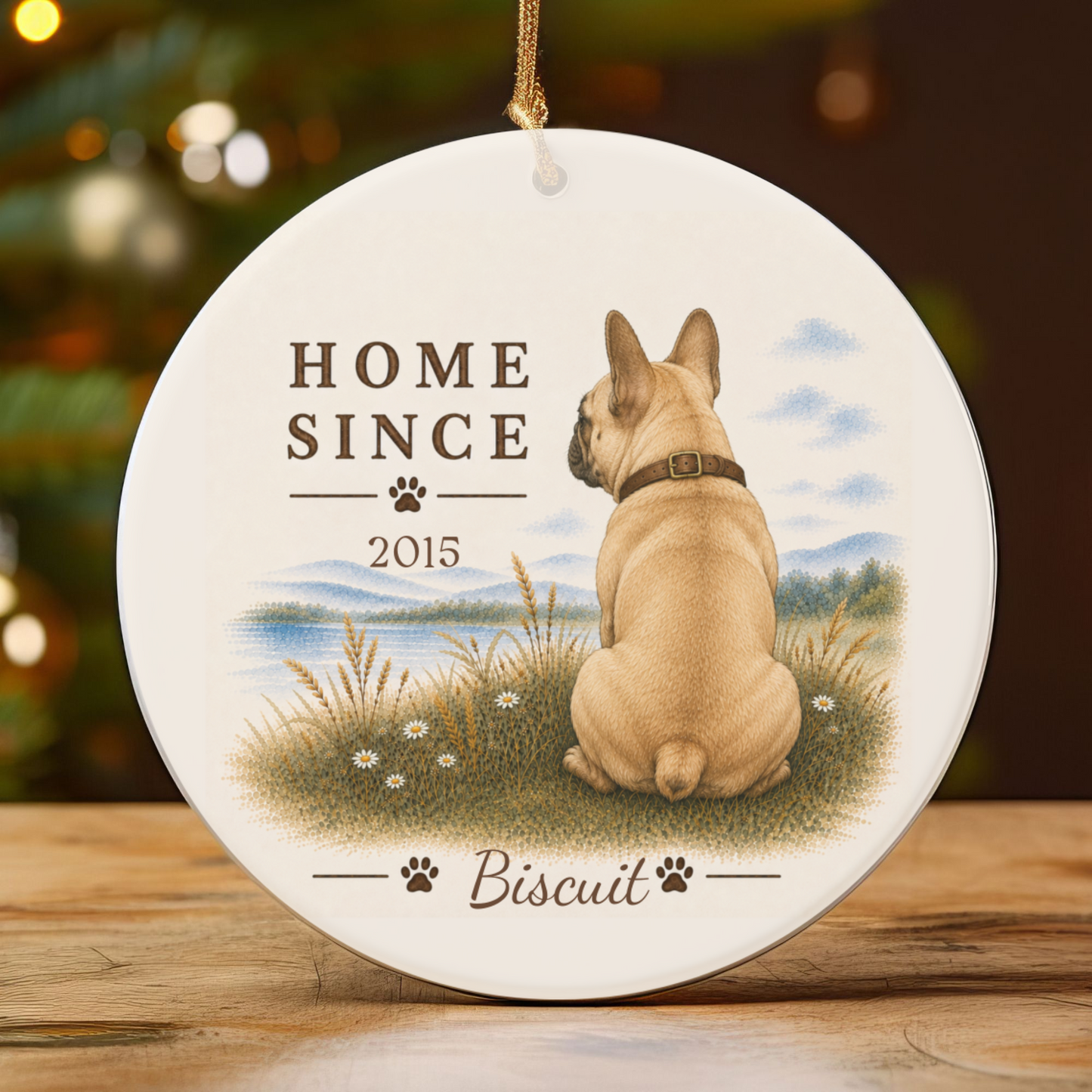Personalized French Bulldog Ornament, Double Sided Frenchie Gotcha Day Gift, Custom Dog Keepsake