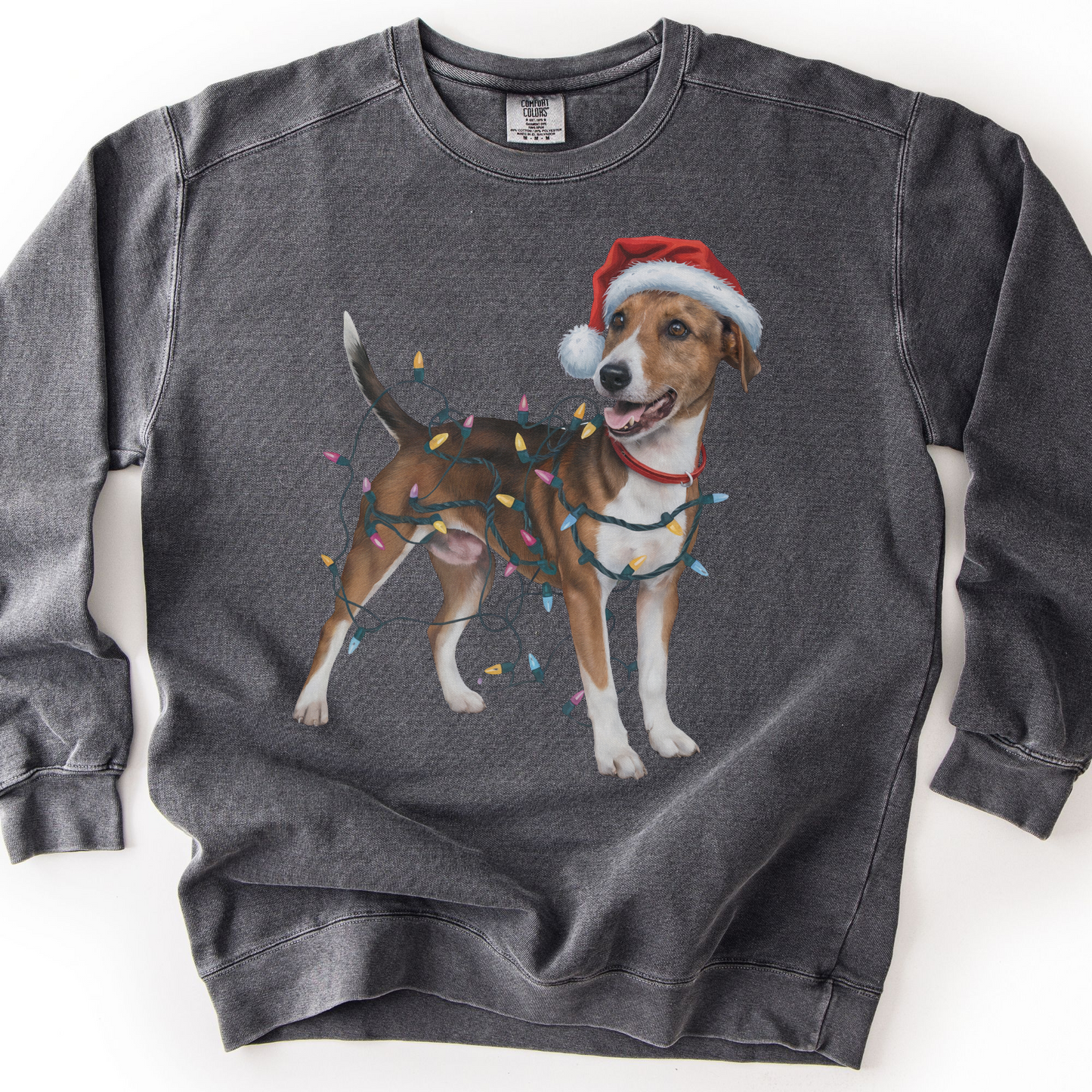 Smooth Fox Terrier Christmas Lights Sweatshirt, Festive Dog Lover Apparel