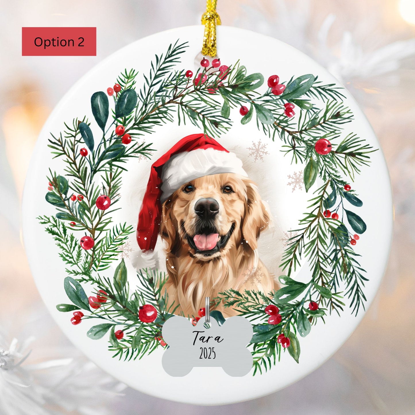 Personalized Golden Retriever Christmas Ornament