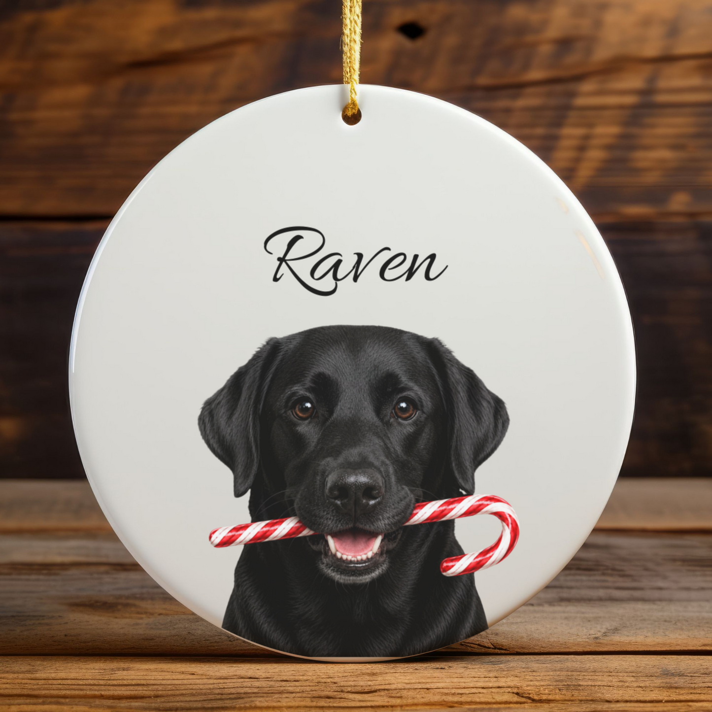 Personalized Black Lab Ornament, Custom Dog Name Christmas Ornament, Labrador Retriever Gift, Dog Lover Gift