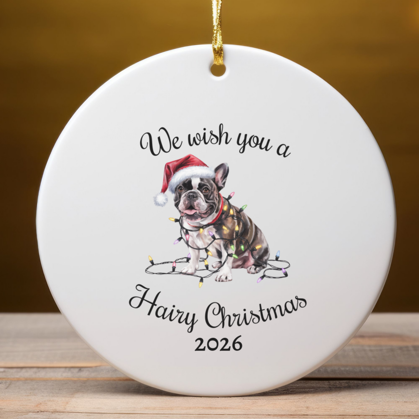 Christmas French Bulldog Ornament, Christmas Lights Dog Keepsake