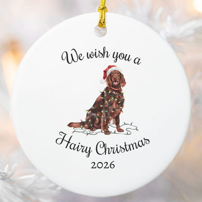 Christmas Irish Setter Ornament, Christmas Lights Dog Keepsake