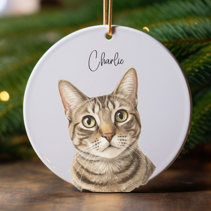 Custom Watercolor Pet Memorial Ornament with Name