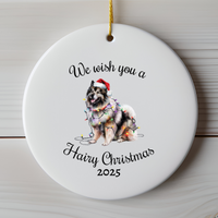 Load image into Gallery viewer, Christmas Keeshond Ornament, Christmas Lights Dog Keepsake
