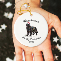 Load image into Gallery viewer, Christmas Black Newfoundland Ornament, Christmas Lights Dog Keepsake
