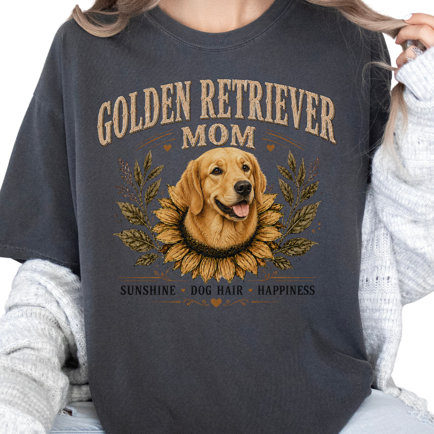 Golden Retriever Mom Shirt, Sunflower Golden Retriever Tee, Vintage Dog Lover Gift