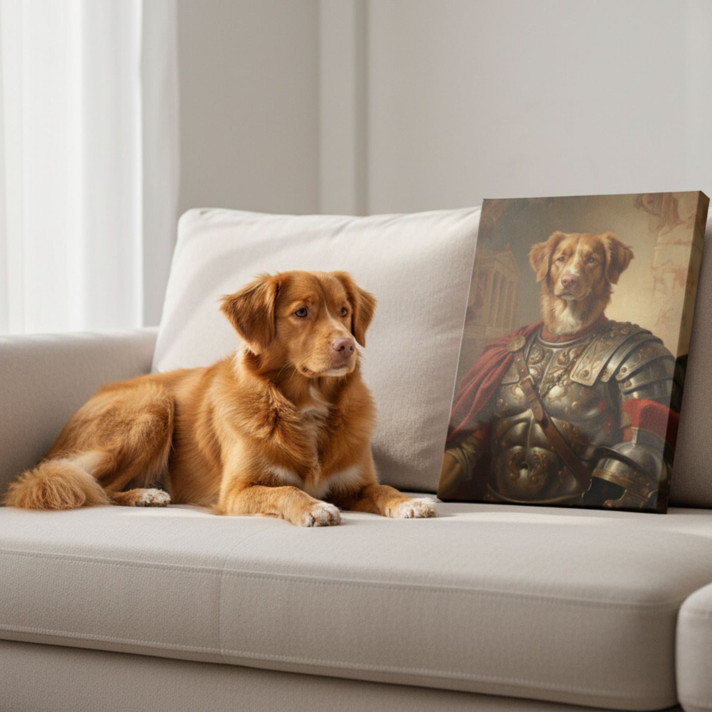 Custom Pet Roman Warrior Portrait – Personalized Dog or Cat Canvas