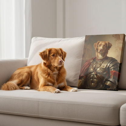 Custom Pet Roman Warrior Portrait – Personalized Dog or Cat Canvas