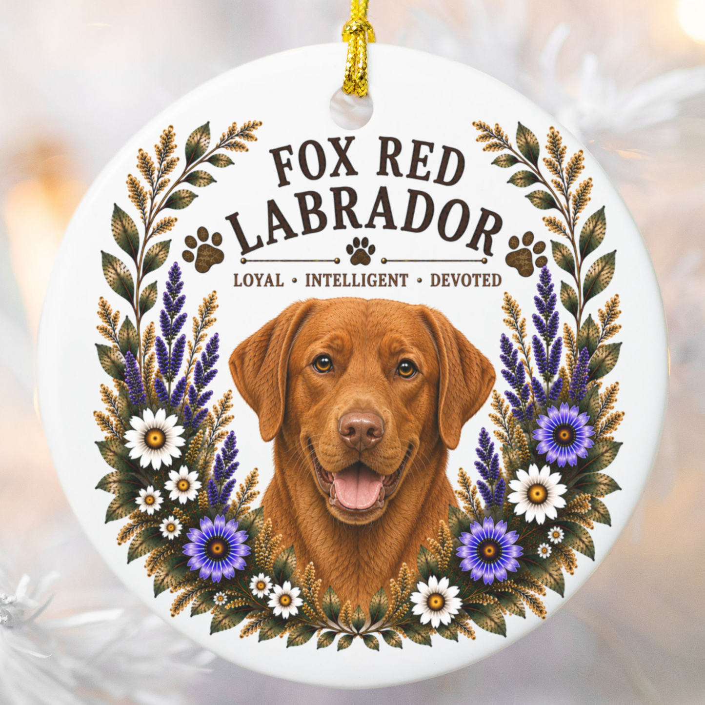 Fox Red Lab Loyal • Intelligent• Devoted Ornament