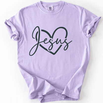 Jesus Heart Shirt, Christian Faith Tee, Minimalist Comfort Colors Gospel Shirt