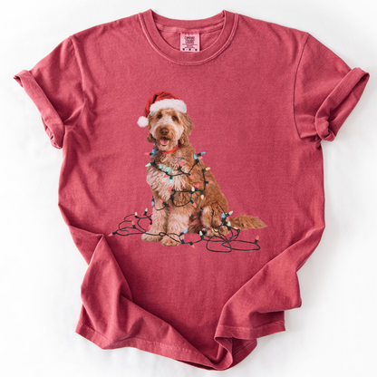 Christmas Goldendoodle Shirt, Christmas Lights Dog Tee, Christmas Dog Tee, Goldendoodle Mom Tshirt, Gift for Dog Lover, Goldendoodle