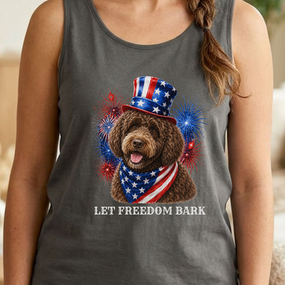 Brown Portuguese Water Dog Tank Top, Let Freedom Bark