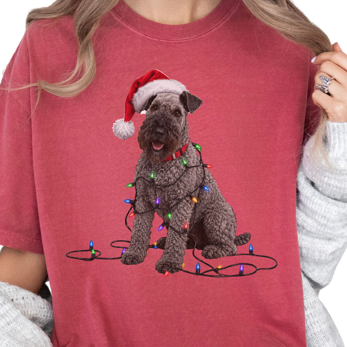 Kerry Blue Terrier Christmas Lights Shirt
