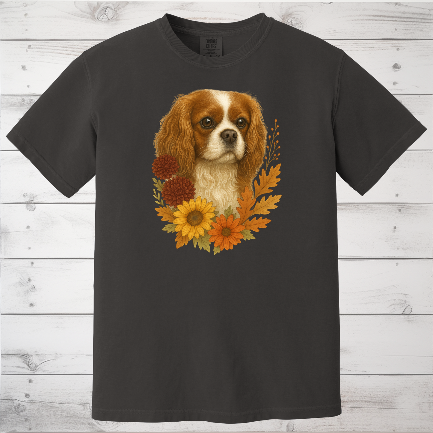 Cavalier King Charles Spaniel Sweatshirt – Blenheim, Ruby or Tri-Color Dog Lover Gift, Cute Fall Floral Crewneck for Pet Owners