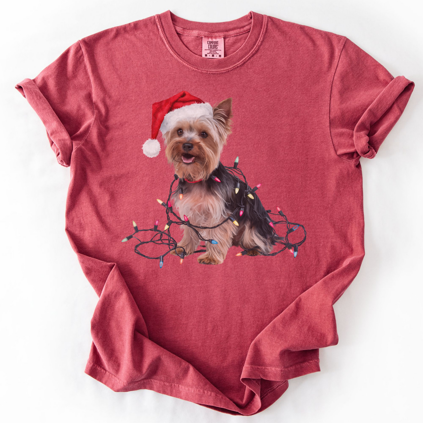 Yorkshire Terrier Christmas Lights Shirt, Festive Holiday Tee for Yorkie Fans