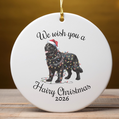 Christmas Black Newfoundland Ornament, Christmas Lights Dog Keepsake