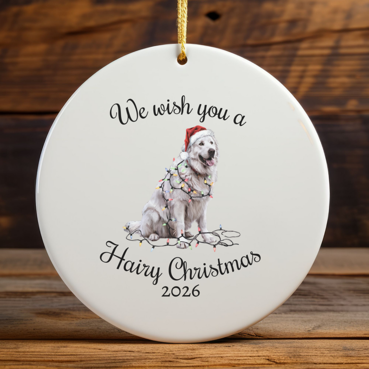 Christmas Great Pyrenees Ornament, Christmas Lights Dog Keepsake