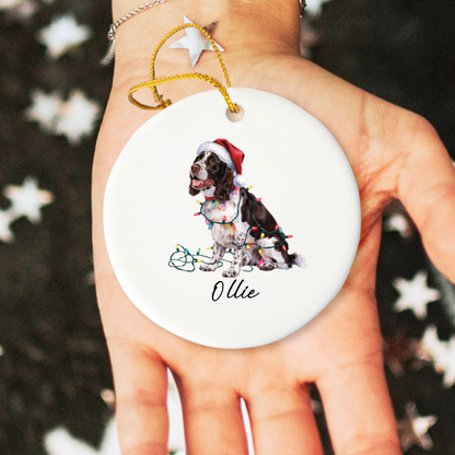Personalized Brown Springer Spaniel Ornament, Christmas Dog Ornament