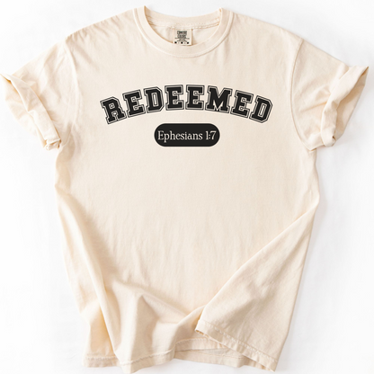 Redeemed Shirt, Christian Comfort Colors Tee, Ephesians 1:7 Bible Verse