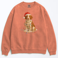 Load image into Gallery viewer, Brittany Spaniel Christmas Gift, Dog Lover Holiday Sweatshirt, Cozy Winter Apparel, Festive Puppy Design, Santa Hat Sweater
