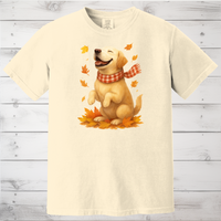 Load image into Gallery viewer, Yellow Labrador Shirt, Autumn Dog Sweatshirt, Labrador Lover Gift, Cozy Canine Apparel, Fall Clothing for Dog Moms
