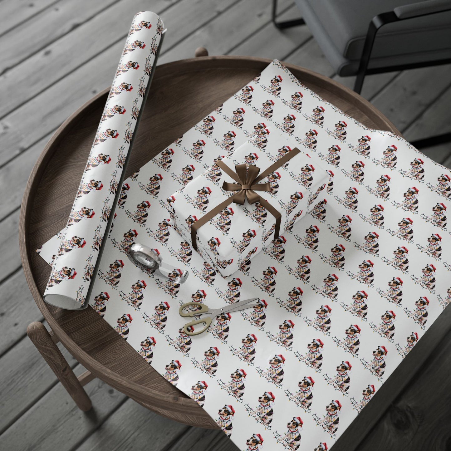 Rat Terrier Christmas Lights Wrapping Paper