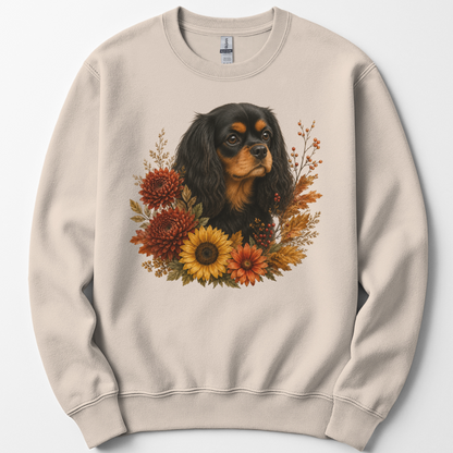 Black Tan Cavalier Autumn Floral Sweatshirt
