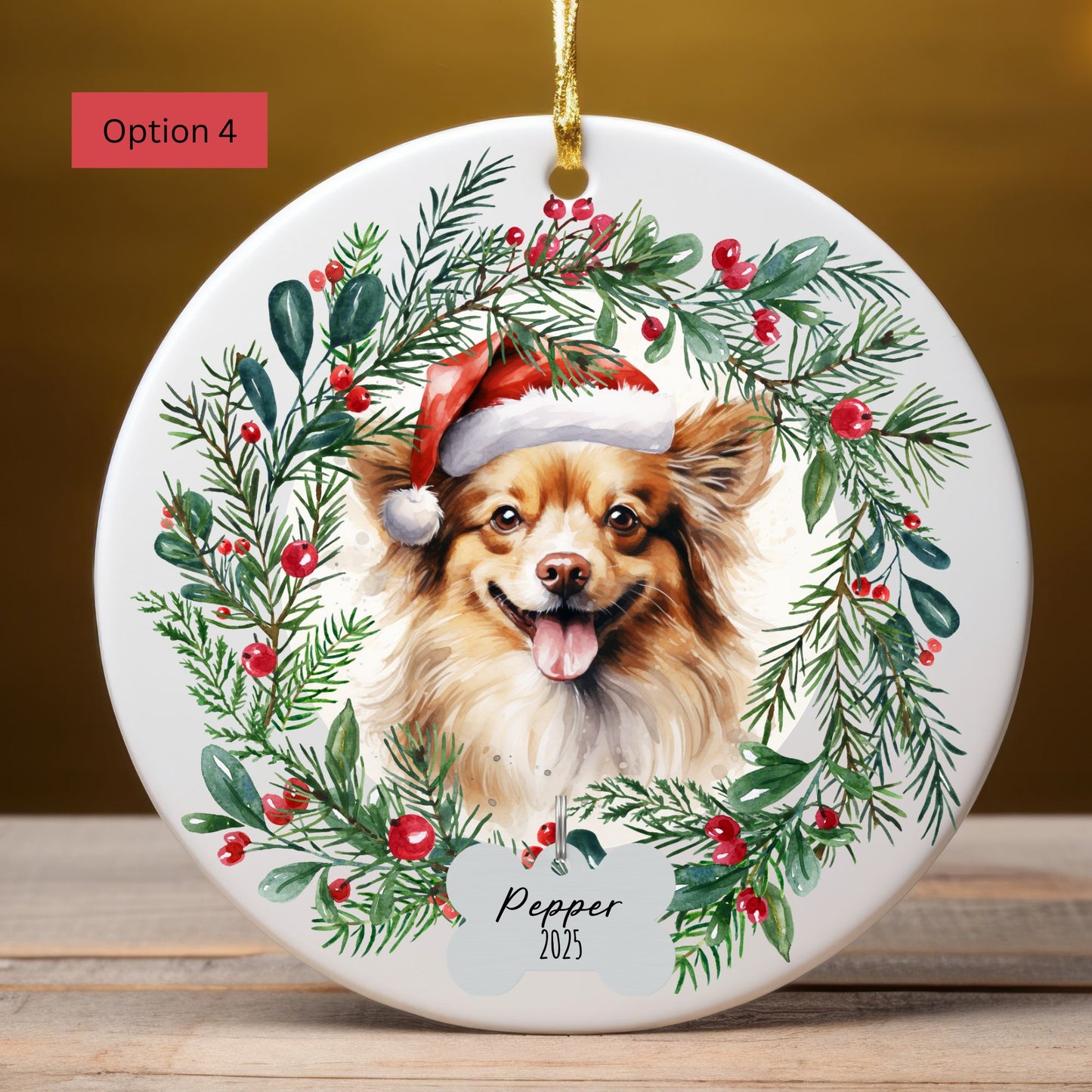 Personalized Papillon Christmas Ornament