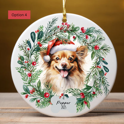Personalized Papillon Christmas Ornament