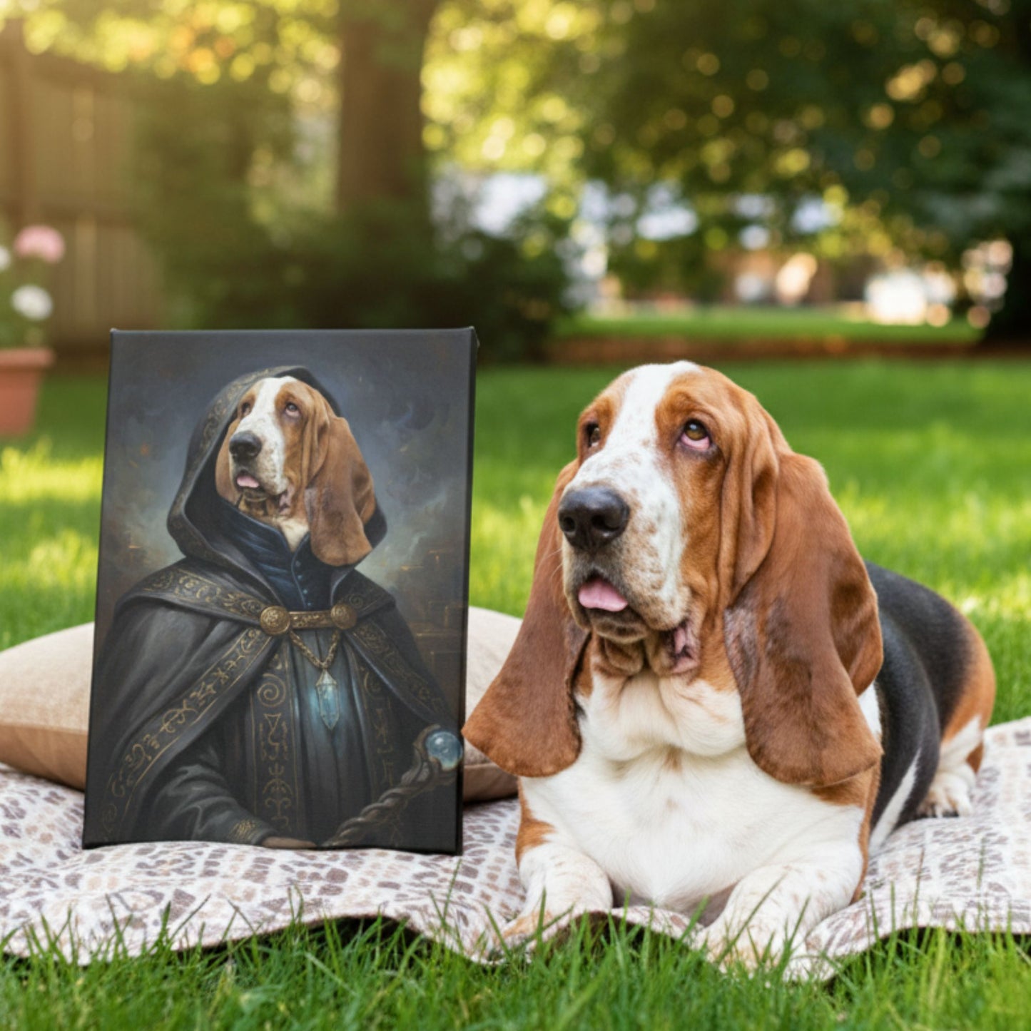 Personalized Dog or Cat Wizard Portrait, Custom Fantasy Sorcerer Pet Canvas