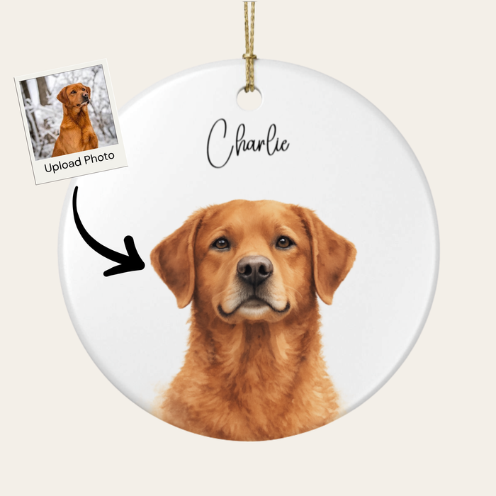 Personalized Watercolor Pet Photo Ornament