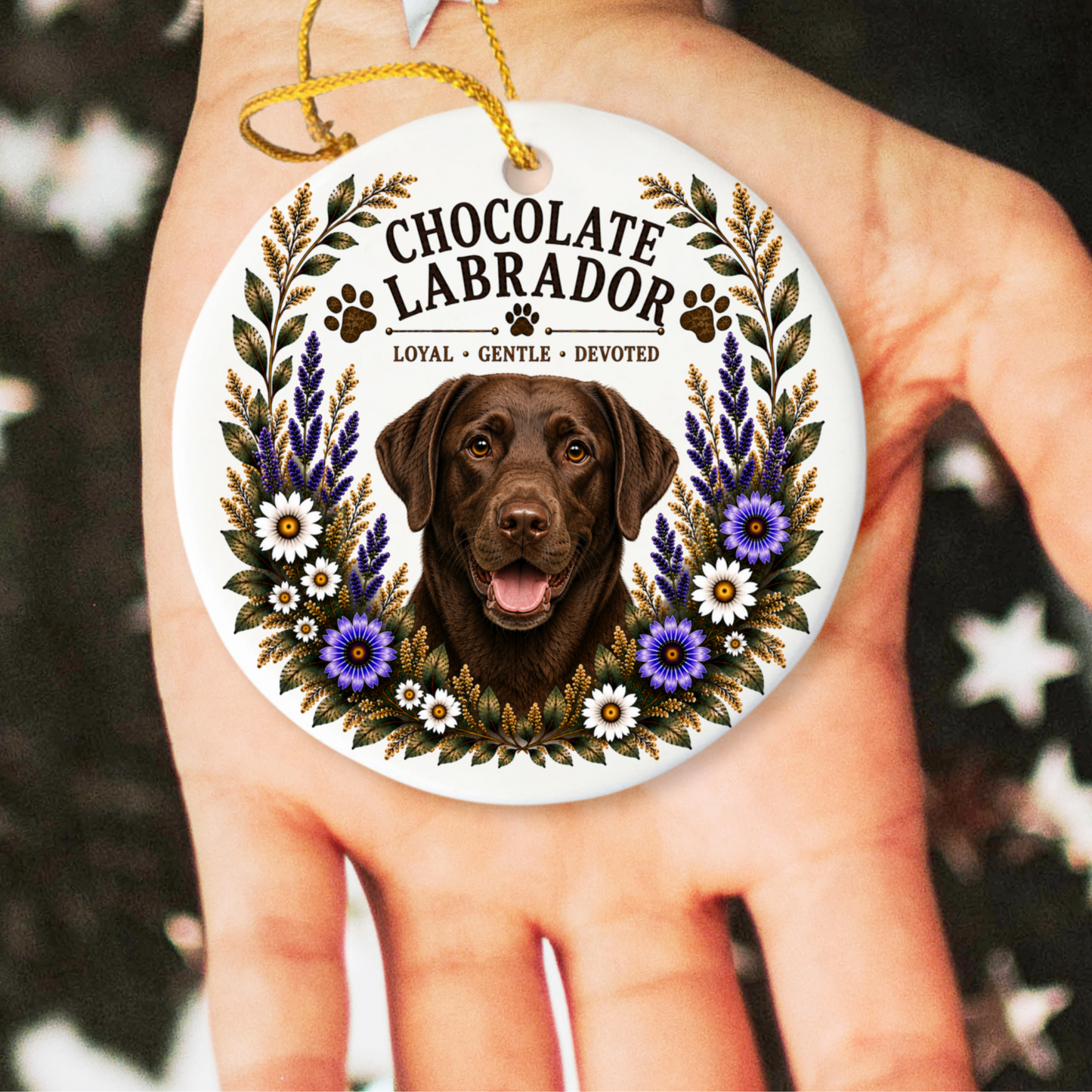 Chocolate Lab Loyal • Gentle • Devoted Ornament
