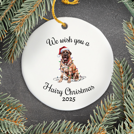 Christmas Mastiff Ornament, Christmas Lights Dog Keepsake