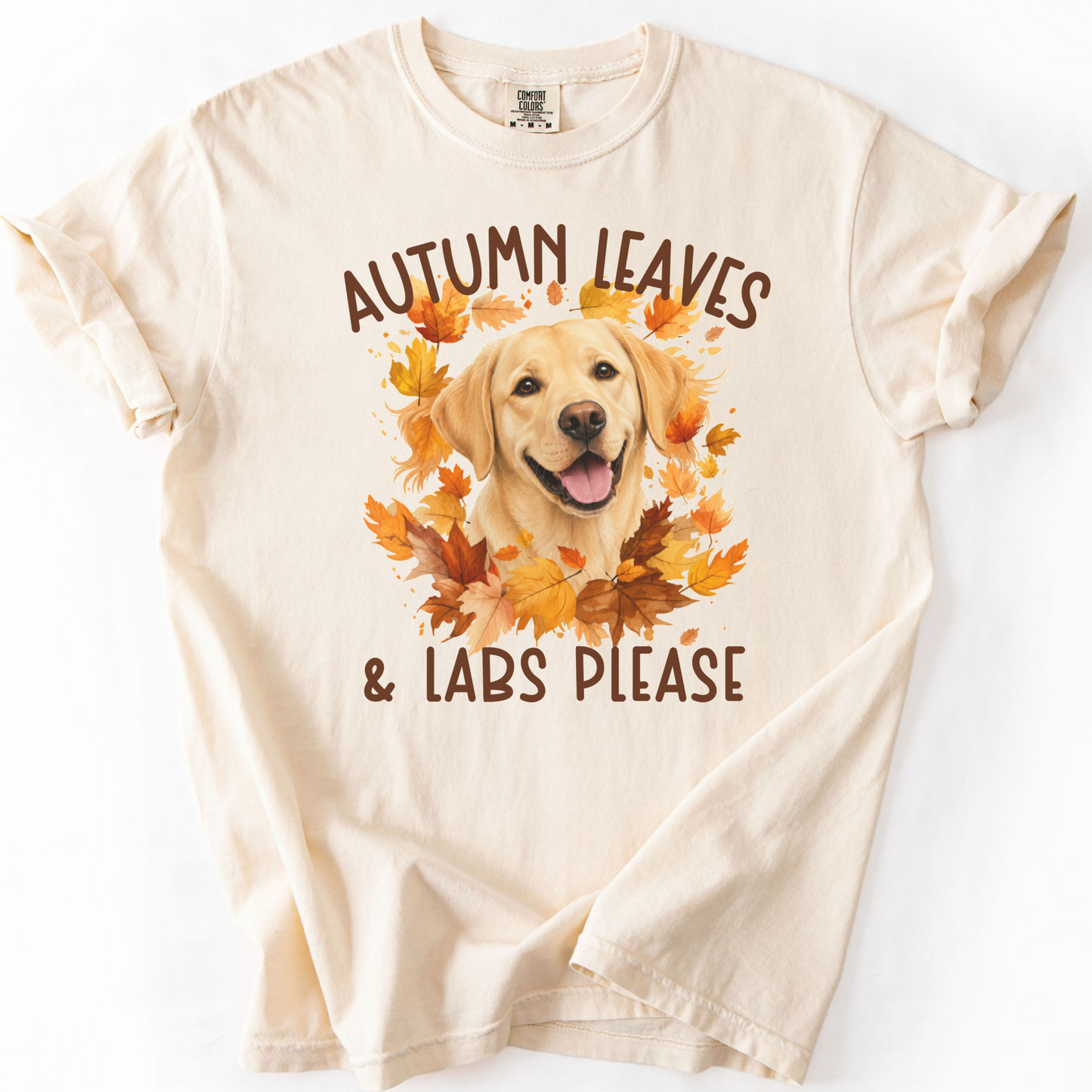 Yellow Lab Mom Fall Shirt, Autumn Leaves & Labs Please