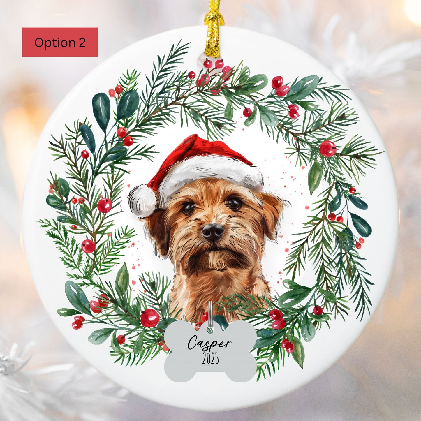 Personalized Norfolk Terrier Christmas Ornament