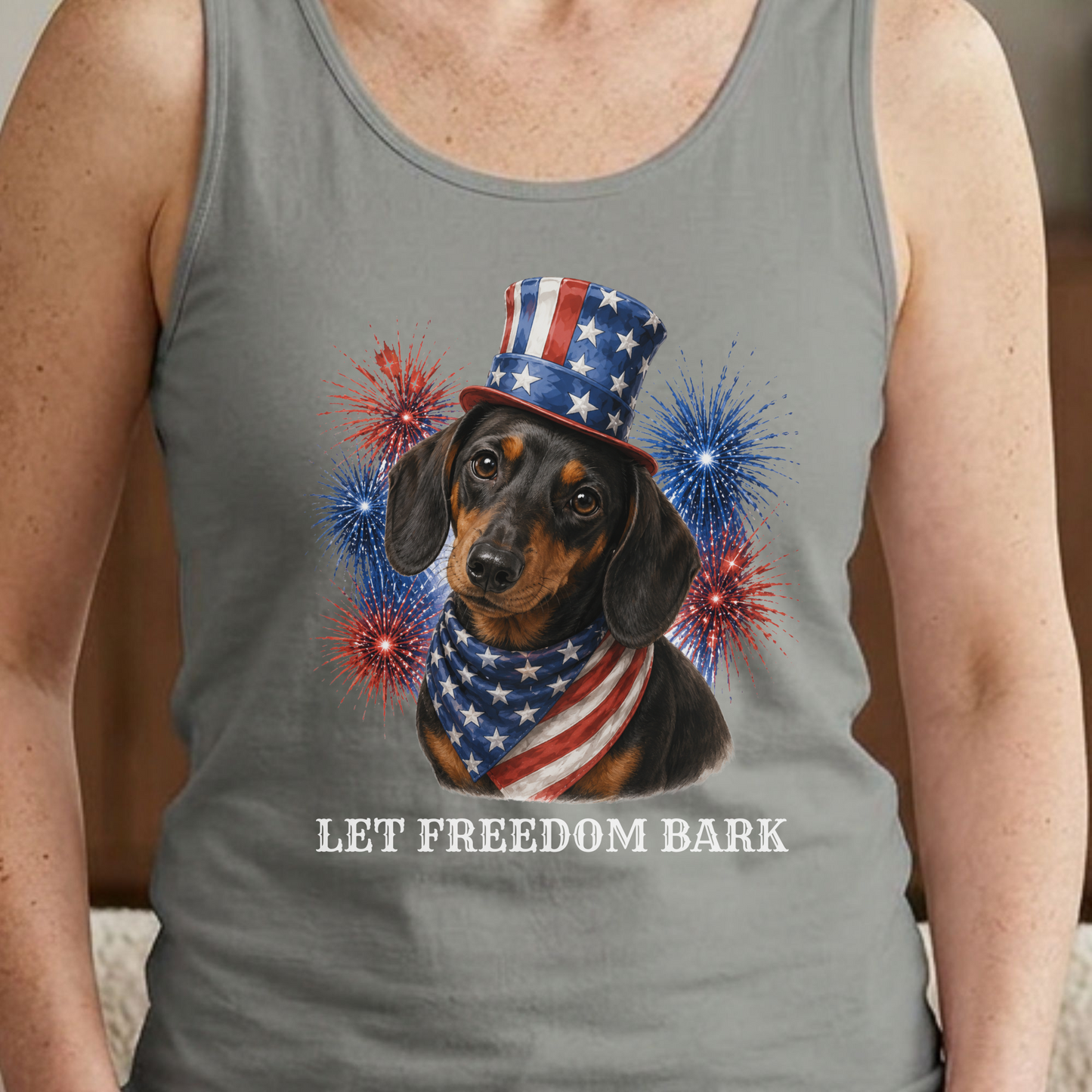 Patriotic Black Tan Dachshund Tank Top