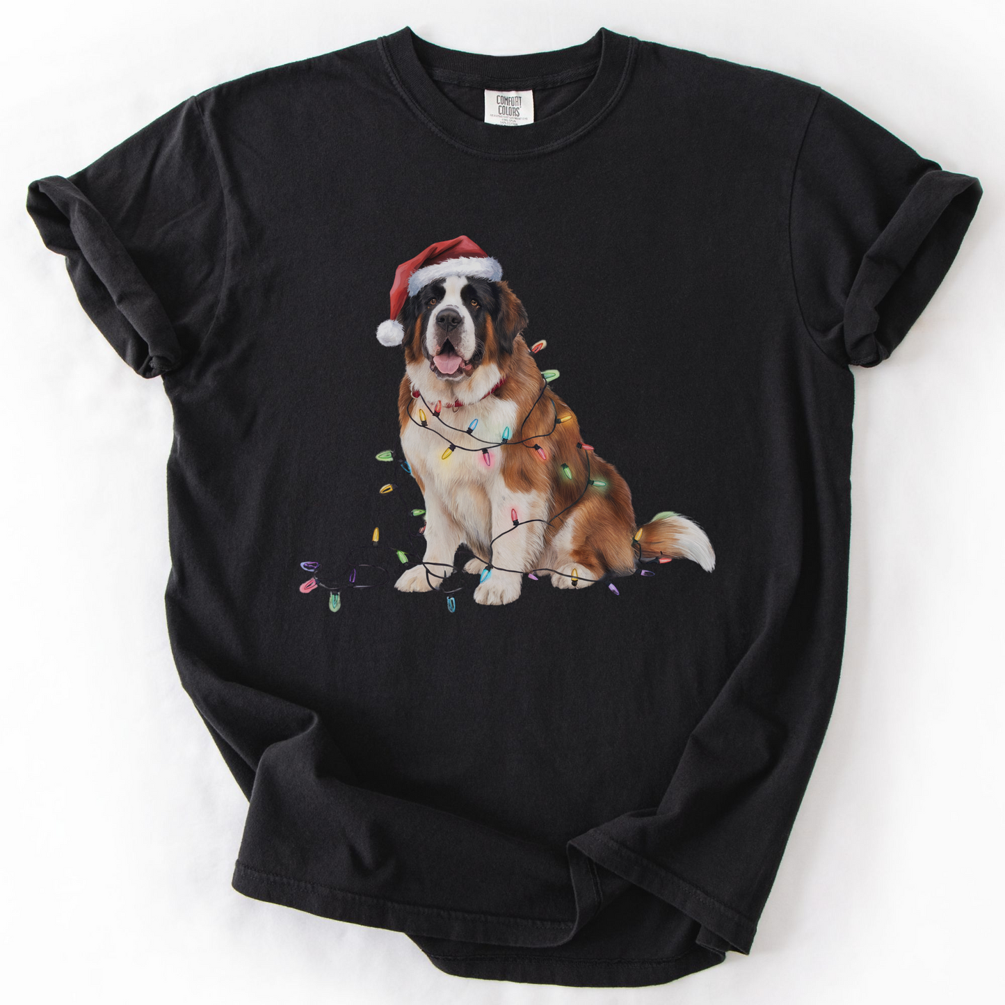 Christmas Saint Bernard Shirt, Christmas Lights Dog Shirt, Christmas Dog, Saint Bernard Mom Shirt, Gift for Dog Lover, Saint Bernard