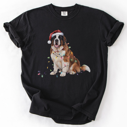 Christmas Saint Bernard Shirt, Christmas Lights Dog Shirt, Christmas Dog, Saint Bernard Mom Shirt, Gift for Dog Lover, Saint Bernard