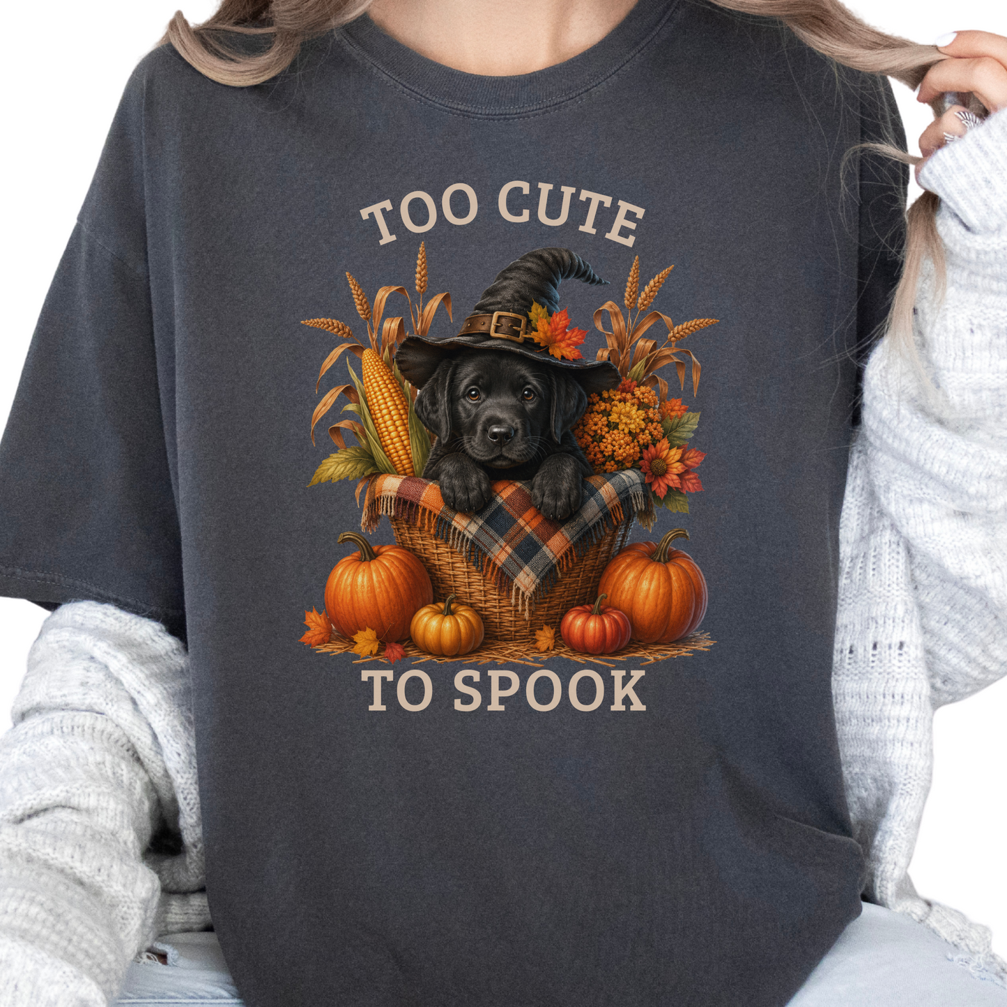 Black Lab Halloween Shirt, Too Cute To Spook Fall Dog Lover Tee
