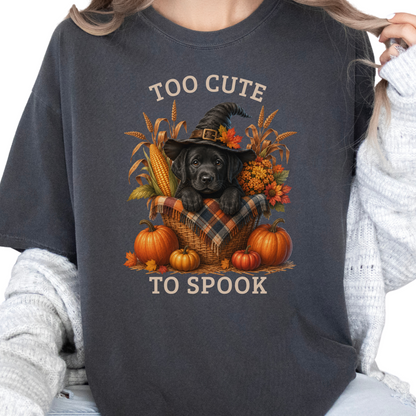 Black Lab Halloween Shirt, Too Cute To Spook Fall Dog Lover Tee