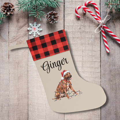 Personalized Rhodesian Ridgeback Christmas Stocking, Holiday Decor Gift for Pet Lovers