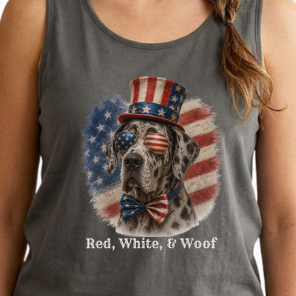 Patriotic Great Dane Tank Top, Red White & Woof
