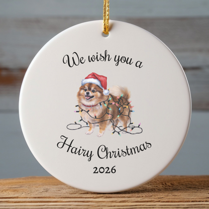 Christmas Pomeranian Ornament, Christmas Lights Dog Keepsake
