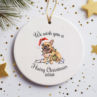 Christmas Fawn French Bulldog Ornament, Frenchie Mom, Christmas Lights Dog Keepsake, Christmas Dog, Gift For Dog Lover
