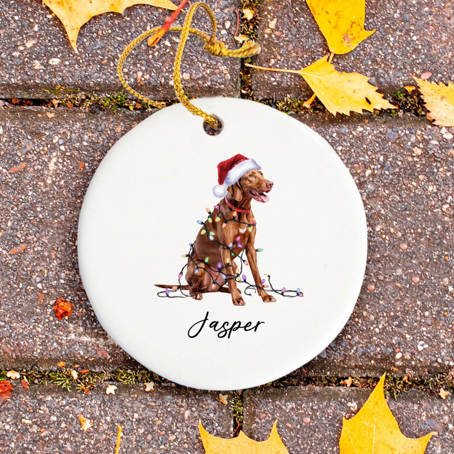 Personalized Vizsla Ornament, Christmas Dog Ornament